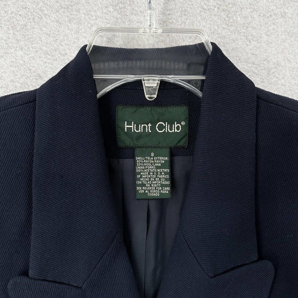 VINTAGE Hunt‎ Club Double Breasted Blazer Womens 8 Jacket Blue Gold Buttons Wool - Picture 6 of 14